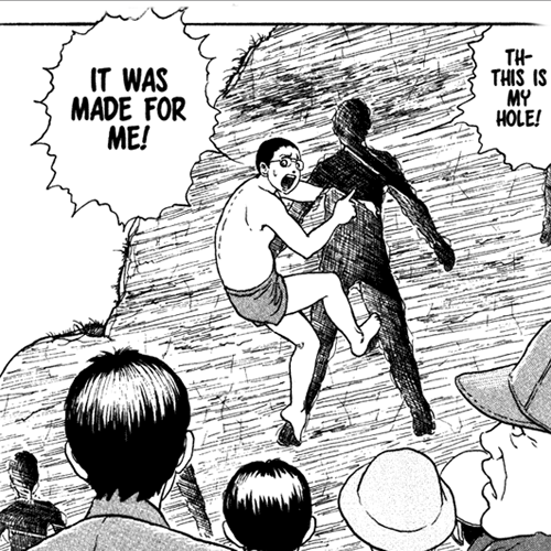 A panel from Junji Ito's "The Enigma of Amigara Fault"